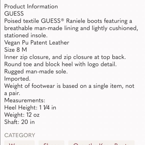 NIB Guess 8  Raniele 4 Black Patent Over the Knee Flat Boots New in Box - Picture 11 of 11